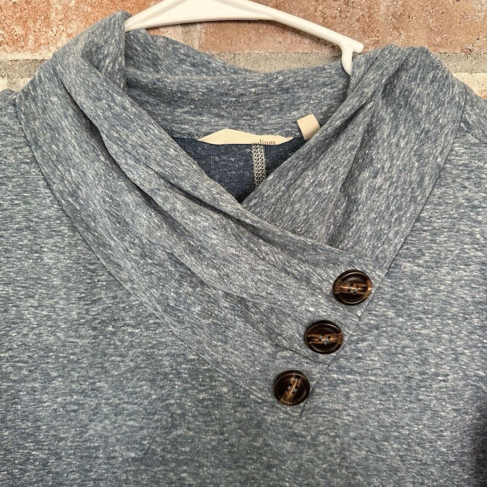Soft Surroundings Button Accent Sweater Marbled Blue Medium - Picture 3 of 9
